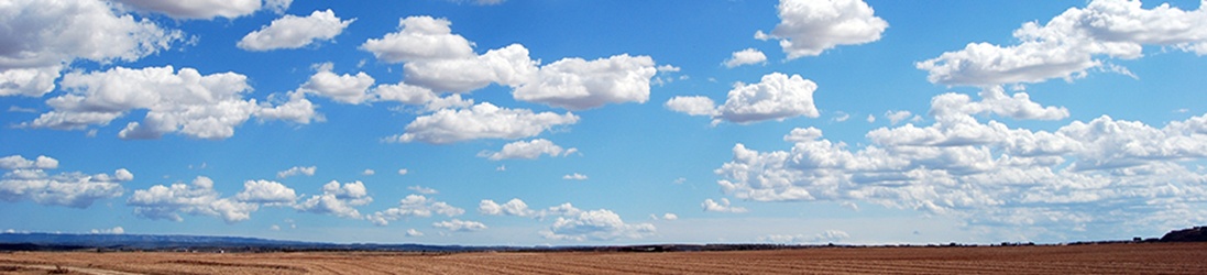 Wide landscape image of big blue sky in Kansas