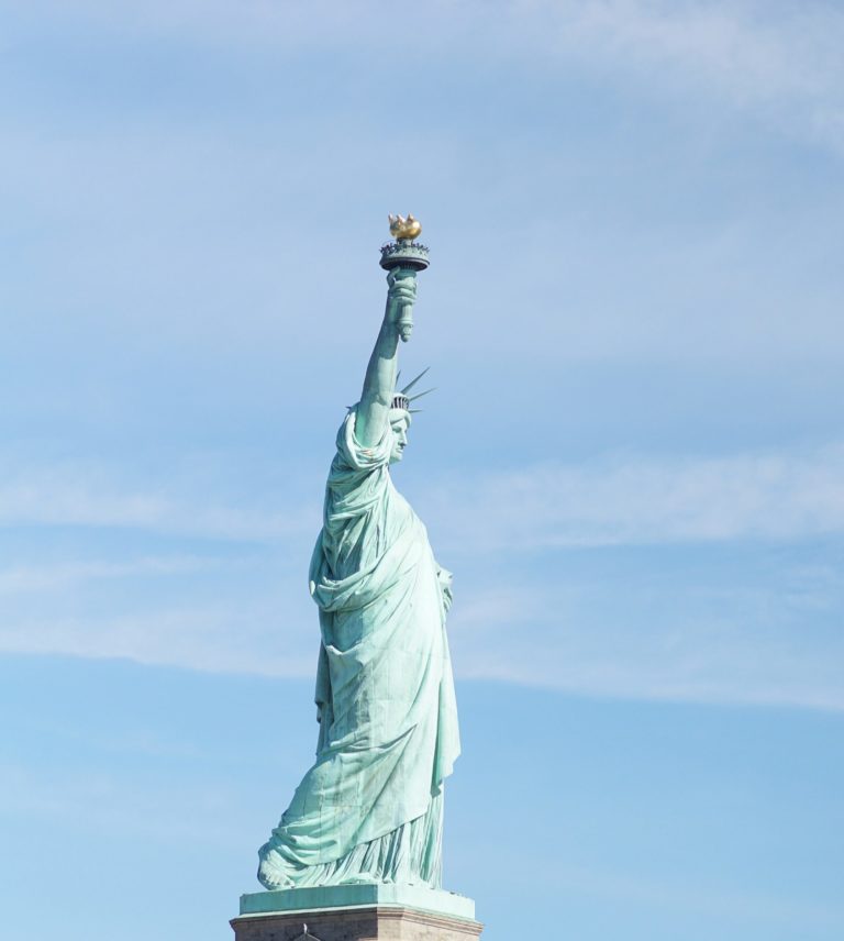 Image of the statue of liberty above water