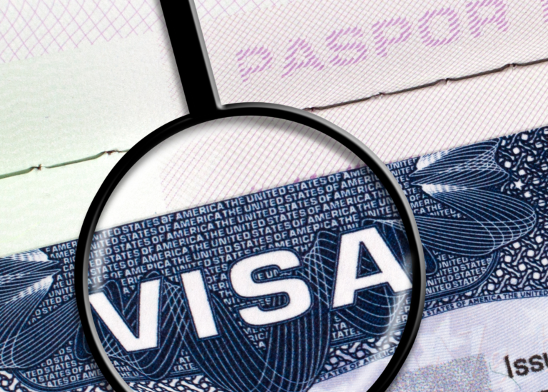 Closeup image of American Visa, Immigration.